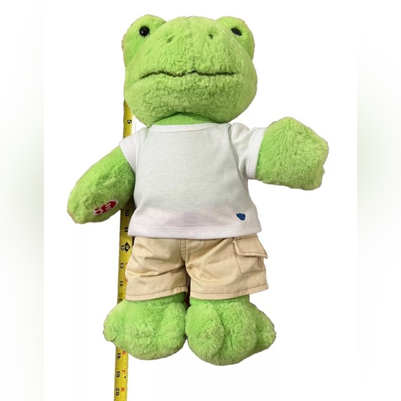 Green Frog Plush Build A Bear Workshop 16" Khaki Cargo Shorts T Shirt Preppy - Picture 2 of 13